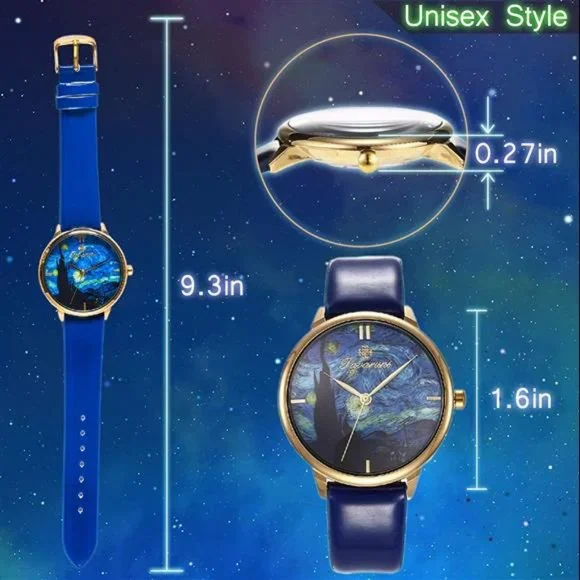 Pavaruni Van Gogh Starry Night Art Wrist Watch Gift,Simple Design Artwork
